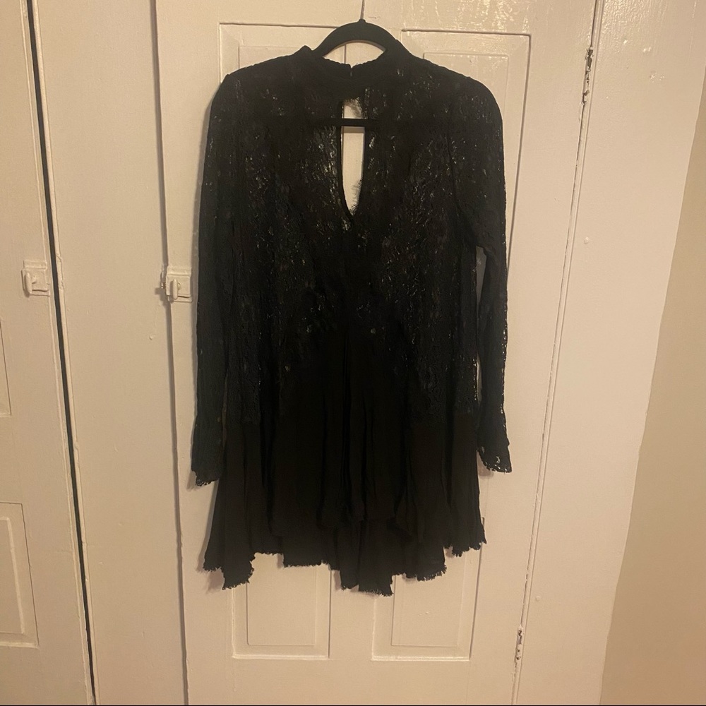 Free People Black LaceLong Sleeve Tunic Dress